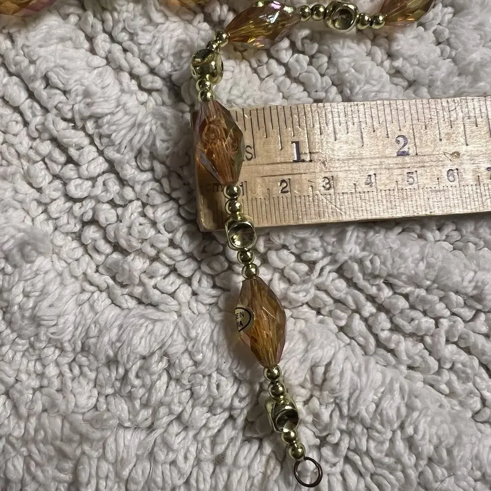 Amber Gold Iridescent Faceted Beaded Garland 24’ (Set of 2, Each 12’) Christmas